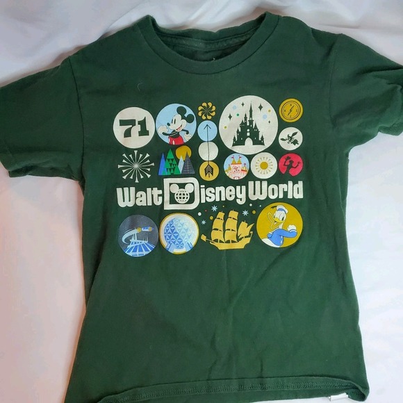 Disney Other - Walt Disney World Mickey Forest Green Classic Parks Icon Shirt Size Children's S